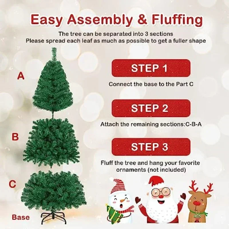 Christmas Tree Premium Xmas Tree  with Metal Stand Lightweight and Easy to Assemble Fir Full Bodied Christmas Tree